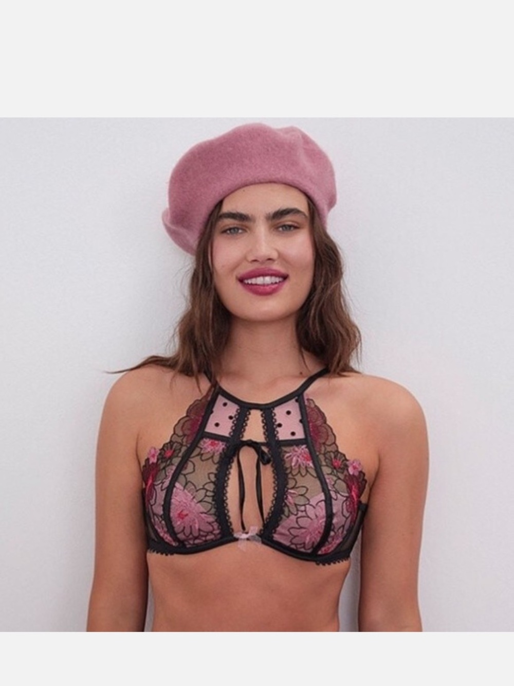 For Love and Lemons NWT Zinnia High Neck Embroidered Bra 38c